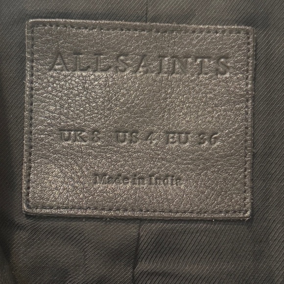 All Saints Allsaints Balfern Black Leather Biker Moto Belted Jacket 4 - Picture 5 of 14